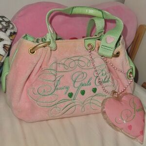 Juicy couture juicy girls club pink and green terry purse with inflatable charm